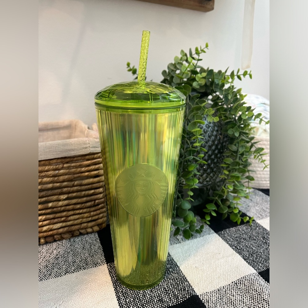 Starbucks Iridescent Green Tumbler with Straw